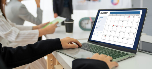 Wall Mural - calendar on computer software application for modish schedule planning for personal organizer and on
