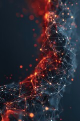 Wall Mural - abstract polygonal network with glowing red and blue connections
