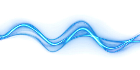 Canvas Print - abstract neon wave on transparent background. blue glowing wavy line. design element. energy. moveme