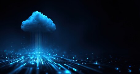 Wall Mural - digital blue background with cloud symbol and data technology, innovation concept vector illustratio