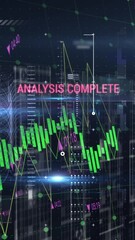 Wall Mural - animation of multiple texts, graphs and lens flares with dots against abstract background