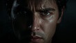 © MR_Design - Intense Close-Up of Sweating Man's Face. Ideal for Sports, Training & Emotional Drama.