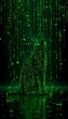 © Rupam - A cat silhouette is filled with glowing green matrix code