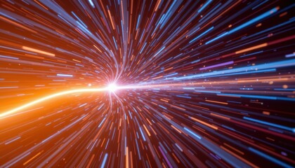 Wall Mural - Abstract Representation of Energy Waves and Light Burst in Motion Creating a Colorful Cosmic Effect