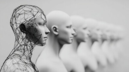 Wall Mural - Futuristic Digital Human Model Concept in Minimalist Background