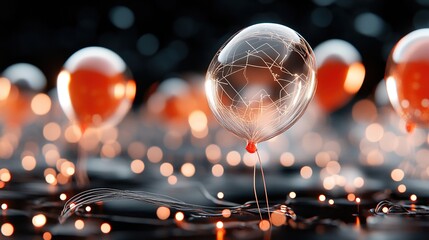 Wall Mural - Luminous Balloons with Abstract Design and Glowing Background