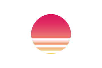 Wall Mural - abstract neon sun elements retro style 80s-90s.