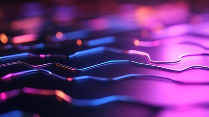 Wall Mural - Abstract Colorful Wavy Lines with Light Reflections in Dark Background