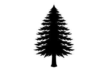 Cedar tree vector silhouette illustration isolated on white background