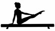 © Hala - Silhouette of a gymnast performing a split on a balance beam with one arm resting on the beam itself