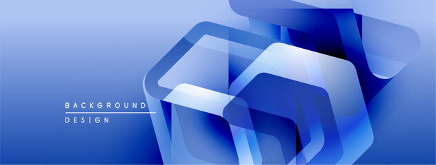 Wall Mural - abstract blue design features layered geometric shapes. gradient effect creates depth, modern aesthe