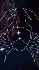 Wall Mural - Animation of cancer star sign on clouds of smoke in background