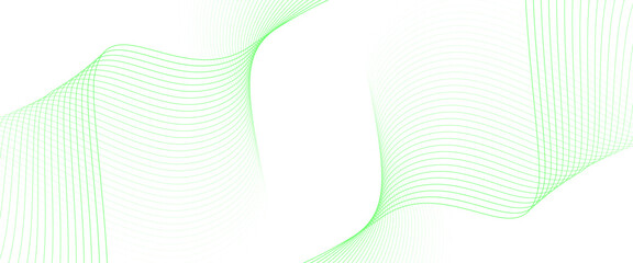 Wall Mural - vector abstract green line wave curve lines with flowing particles future technology concept