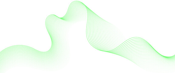Wall Mural - vector abstract green line wave curve lines with flowing particles future technology concept