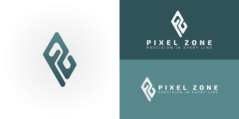 Wall Mural - logo design for a modern software company that combines the letters pz into a sleek abstract emblem.