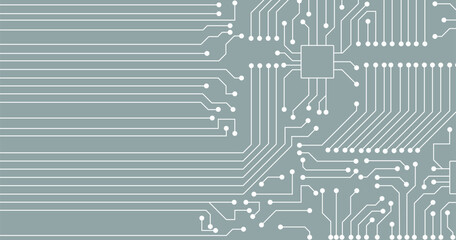 Wall Mural - white circuit line technology pattern on light blue background vector.