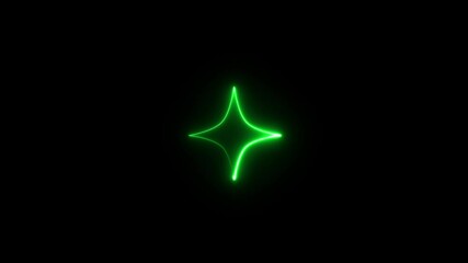 Wall Mural - Neon star icon animation star glyph sign. Pinwheel star icon. Neon light star frame rotation loading background animation.