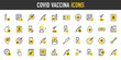 © Picvault - Covid vaccina vector icons. such as Covid, No Drugs, Target, Vaccinated, Oximeter, Syringe, Vaccination, Injection, Research, Test Tube, No Alcohol, Medical Mask, Covid illustration.