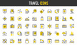 © Picvault - Travel vector icons. such as Check List, Beach, Signage, Wifi, Pictures, Mountains, Placeholder, Travel, Cutlery, Helm, Money Exchange, Maps, Cabin, Chat, Search, Tablet illustration.