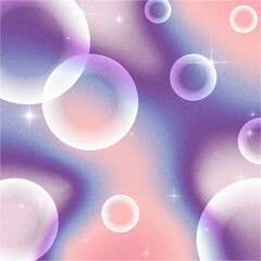 Wall Mural - Bubblegum Pink Gradient Background with Flowing Bubbles and Glitters