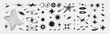 © klyaksun - Bling shape collection - wireframe stars, holographic grid forms, cosmic circles and swirls, sparkles black set on white background for y2k designs, retro tech aesthetic interfaces.