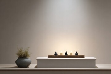 Wall Mural - wall mural with outline figures and candles placed below