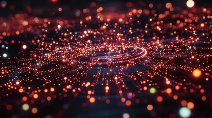 Wall Mural - abstract glowing particles background with circular pattern