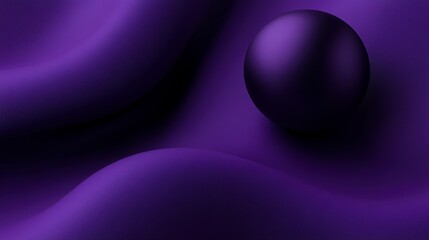Wall Mural - abstract purple background with a sphere on wavy surface.
