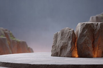 Wall Mural - volcanic cavern with glowing lava cracks and dark rocks
