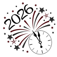 Naklejka na meble New Year Countdown Clock With Festive Stars midnight celebration