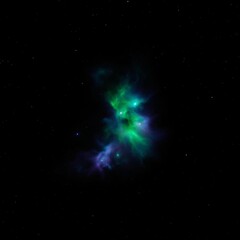 Wall Mural - vibrant nebula in deep space cosmic clouds of green and purple gas