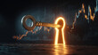 © jiratip - A glowing key unlocking a vault door made of economic graphs