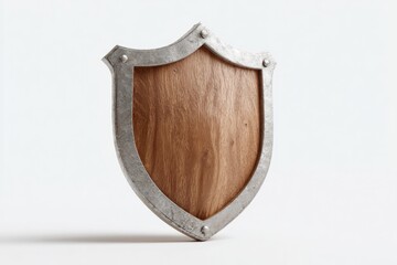 Wall Mural - wooden medieval shield with iron rim and painted crest