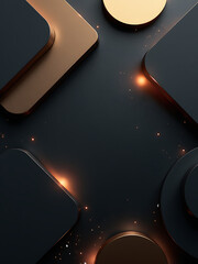 Wall Mural - geometric shapes dark metallic background warm golden light premium luxury design