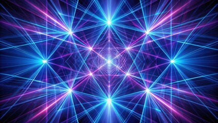 Wall Mural - abstract symmetrical laser light show design with vibrant blue and pink hues