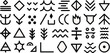 © MJ GraPhic - Minimalist Black & White Symbol Set: Geometric Shapes, Abstract Glyphs, Ancient Markings, Vector Graphic Design Elements