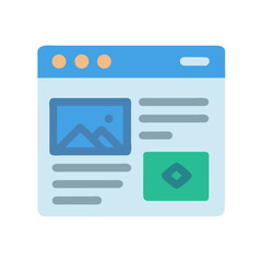 flat design website icon, representing internet and development process