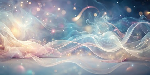 Wall Mural - Ethereal Waves of Light and Dust A Dreamlike Abstract Background Featuring Soft, Flowing Textures and Glimmering Particles