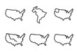 © AIStore - Map of united states line art vector, Map of united states icon Set