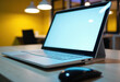 © starush - Modern laptop with a blank screen placed on a desk in a contemporary workspace