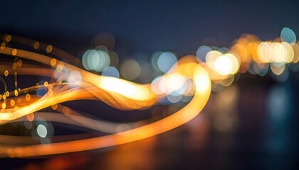 Wall Mural - dynamic abstract image of light trails and bokeh at night, showcasing vibrant urban energy and motio
