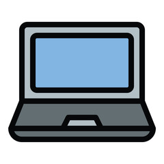 laptop icon flat line style illustration representing portable computing and digital workspaces, sui
