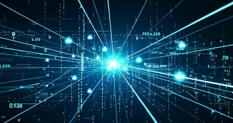 Wall Mural - abstract digital background with glowing lines and particles representing data flow and technology