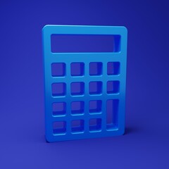 Wall Mural - blue calculator icon isolated on blue background. accounting symbol. business calculations mathemati