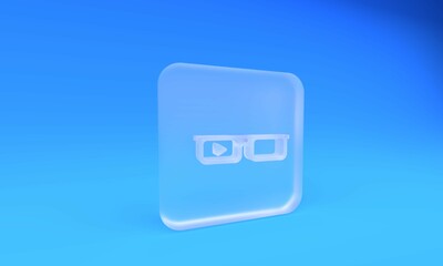 Wall Mural - frosted glass smart glasses mounted on spectacles icon isolated on blue background. wearable electro