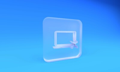 Wall Mural - frosted glass laptop with screwdriver and wrench icon isolated on blue background. adjusting, servic