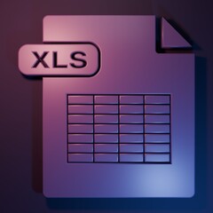 Wall Mural - purple xls file document. download xls button icon isolated on purple-blue background. excel file sy