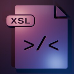 Wall Mural - purple xsl file document. download xsl button icon isolated on purple-blue background. excel file sy