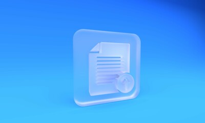 Wall Mural - frosted glass upload file icon isolated on blue background. file document symbol. document arrow. sq