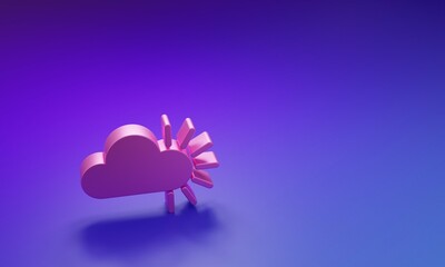 Wall Mural - pink cloudy icon isolated on purple-blue background. minimalism concept. 3d render illustration